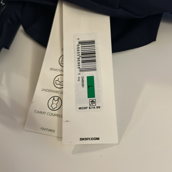 DKNY Women's Swim One-Piece is a Ruffle Plunge Swim Suit with Tummy Control - Picture 5 of 9